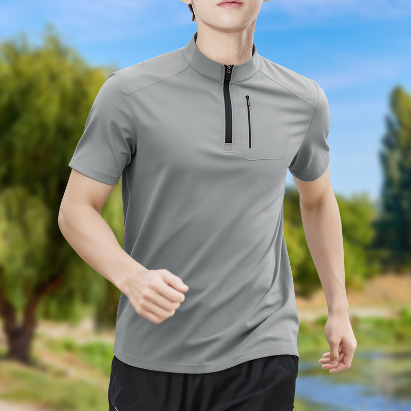 T Shirt Dry Fit - تي شيرت رجالي نصف سحاب عالي